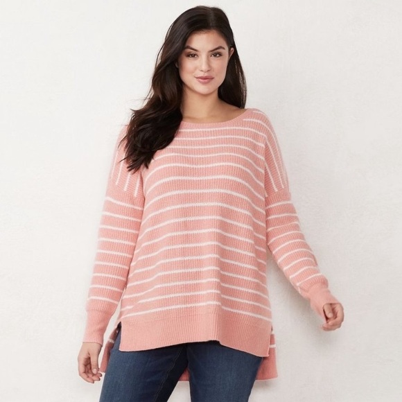 LC Lauren Conrad Sweaters - Lauren Conrad Striped High-Low Tunic Sweater
